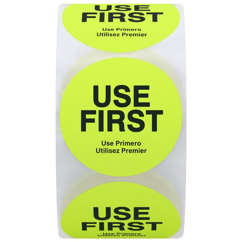 Hybsk Fluorescence USE First Stickers Restaurant Food Service FIFO Label 1.5 Inch Total 500 Labels Per Roll (Fluorescence Yellow) - Image 3